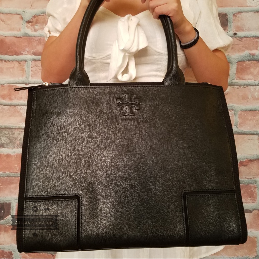 Tory Burch large canvas leather tote shoulder bag
